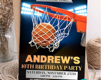 Basketball Birthday Invitation, Editable Sports Boys Party Invite (Digital Download)