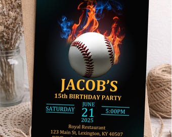 Baseball Birthday Invitation, Editable All Star Party Invite, Canva Template, Instant Download