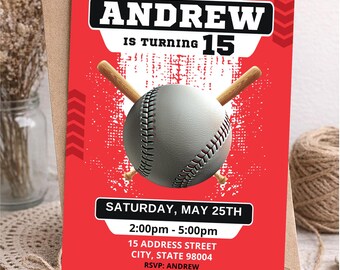 Baseball Birthday Invitation: Sports Party Invite (Digital Download)