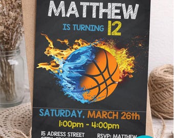 Basketball Birthday Invitation | Editable Boys Sports Party Invite | Teen Game Time Invitation (Canva Template)
