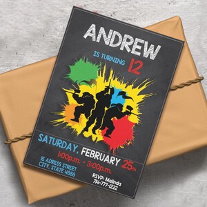 Paintball Invitation, Extreme Sports Party Invite, Paintball Birthday, Paintball Invite, Printable Teen Birthday, Birthday Party Invite
