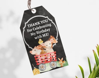 EDITABLE Farm Birthday Thank You Card Party Favors Greeting Card Farm ...