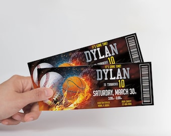 Sports Ticket Birthday Invitation: All Star Theme Party Invite (Digital Download)