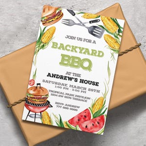 Rustic Backyard BBQ Invitation: Summer Cookout Party (Digital Download)