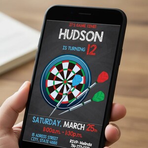 Editable Dart Birthday Invitation • Kids Party, Instant Download