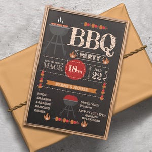 Backyard BBQ Party Invitation: Summer Cookout, Birthday (Digital Download)