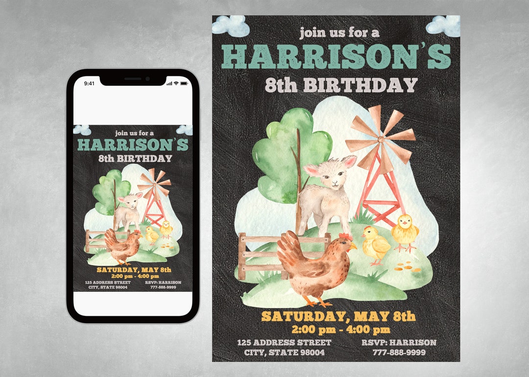 Farm Invitation, Farm Birthday Invitation Printable, Farm Animals Party ...