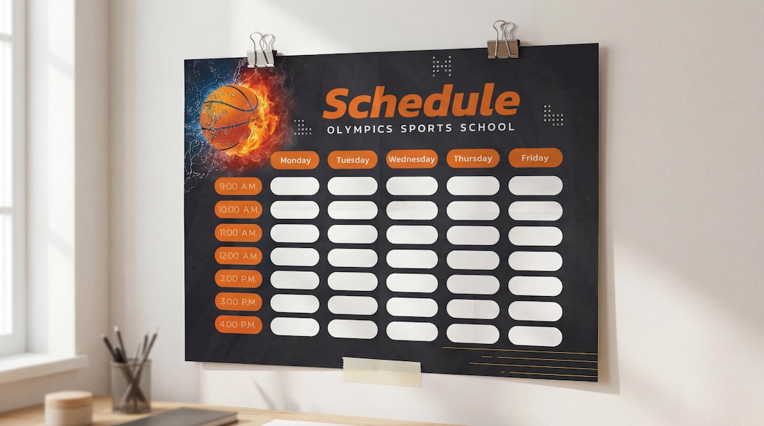 Sports Activity Timetable Sports Schedule Template | Basketball Training School Weekly Timetable ...