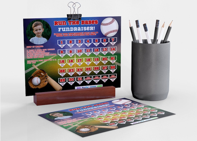 Baseball Fundraiser Calendar Template | Editable Team Donation Tracker ...