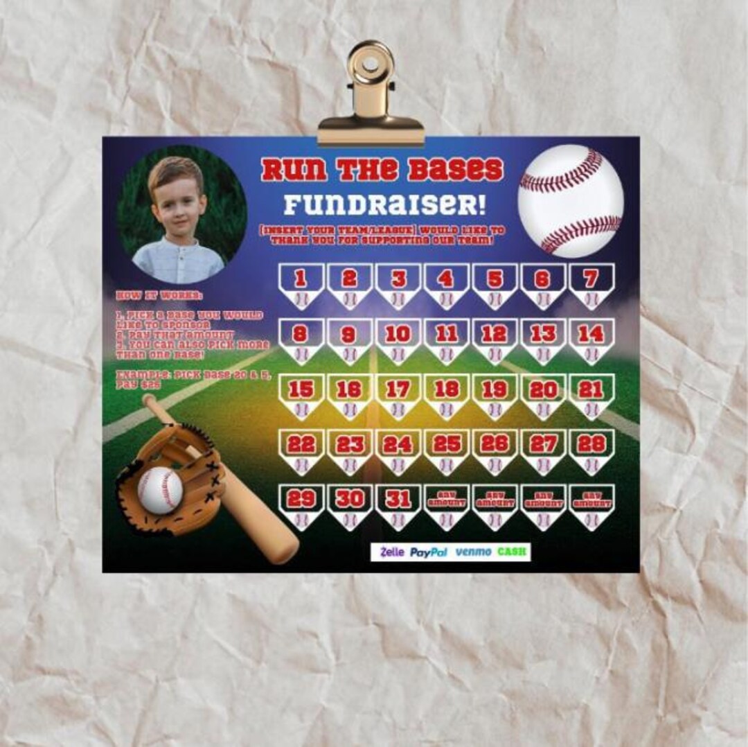 Baseball Fundraiser Calendar | Editable Monthly Raffle Template ...
