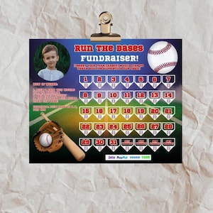 Baseball Fundraiser Calendar | Editable Monthly Raffle Template | Printable Donation Sheet | Instant Download