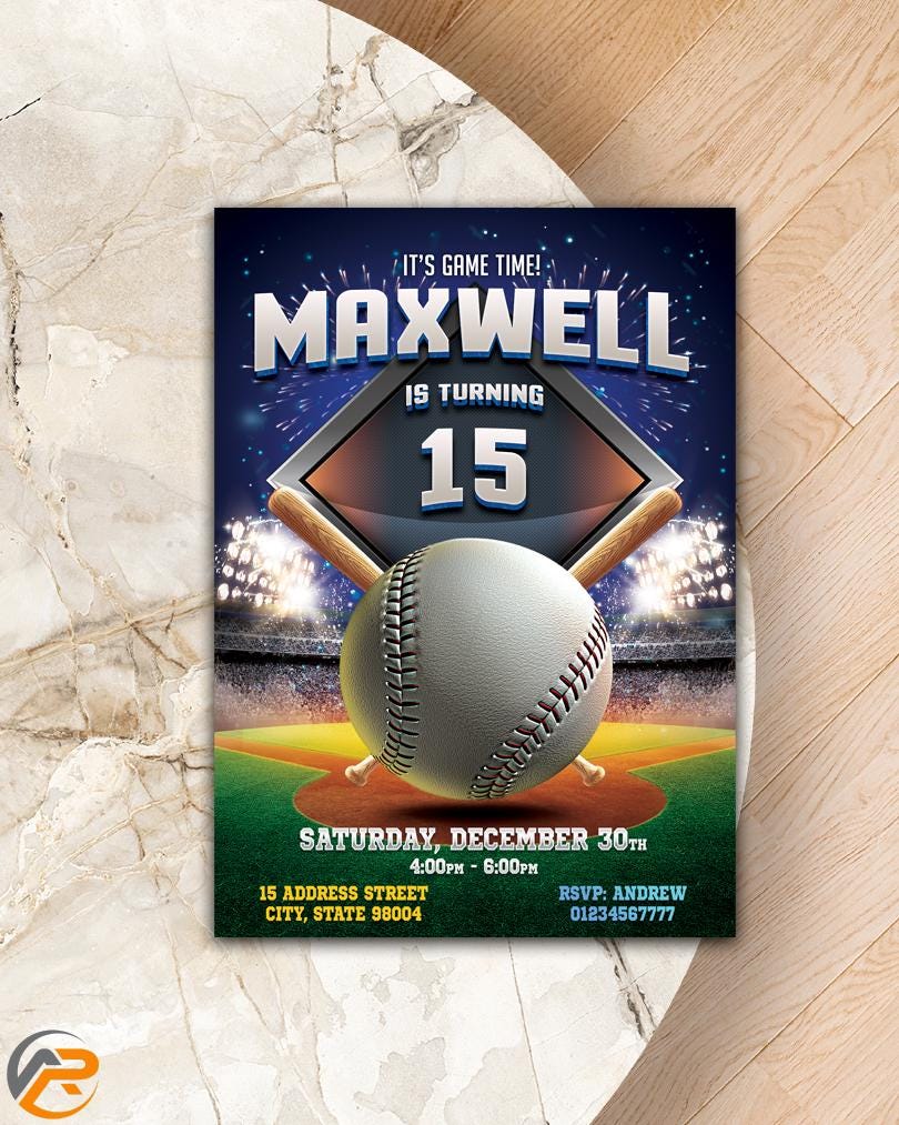 Editable Baseball Birthday Invitation: Sports Game Ticket (digital ...