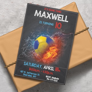 Invitation d'anniversaire de handball, invitation de handball, invitation modifiable de Corjl de handball, invitation de handball, invitation de fête d'anniversaire