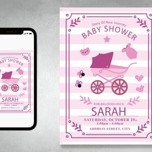 Faire-part pour poussette de bébé, décorations de fête de baby shower en calèche, faire-part de révélation de genre, bleu ou rose, fête de baby shower, panneau de baby shower
