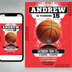 Basketball Birthday Invitation, Basketball Printable Invite, Sports Party, Sports Theme, Basketball Party Invite, Sports Invitation