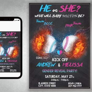 Baseball Gender Reveal Invitation: Chalkboard Baby Shower (Digital Download)