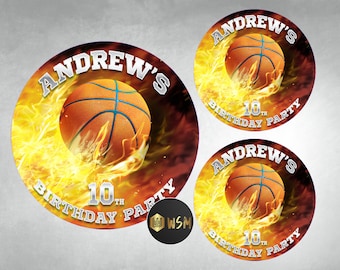 Cheerful Basketball - Themed Favor Stickers for Events