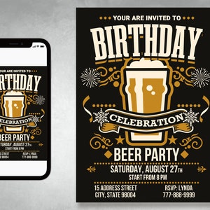 Craft Beer Birthday Party Invitation (Digital Download)