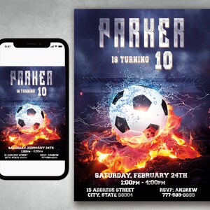 Fußball-Geburtstags-Einladung, Vorlage Fußball-Einladung, druckbare Fußball-Einladung, Fußball-Flyer, Fußball-Party, Sport-Geburtstags-Einladung