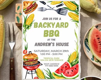 Backyard BBQ Invitation: Editable Cookout Party Template