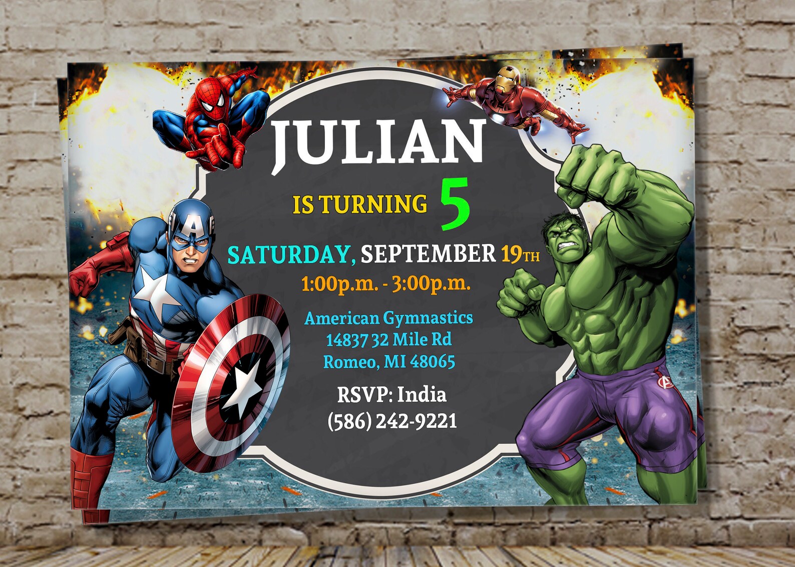 Avengers Birthday Invitation Avenger Invitation Boys Etsy