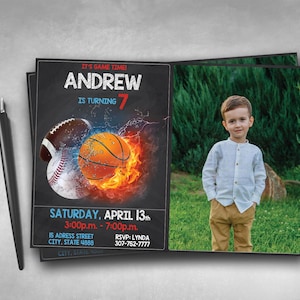 Sports Birthday Invitation with Photo: All-Star Party (Digital Download)