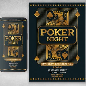 Editable Poker Party Invitation: Vegas Casino Night (Digital Download)
