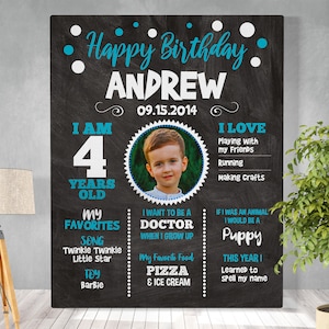 Targa per lavagna di compleanno - Targa per festa per ragazzi Lavagna per poster di pietra miliare Lavagna per compleanno - Lavagna di compleanno personalizzata - Qualsiasi età!