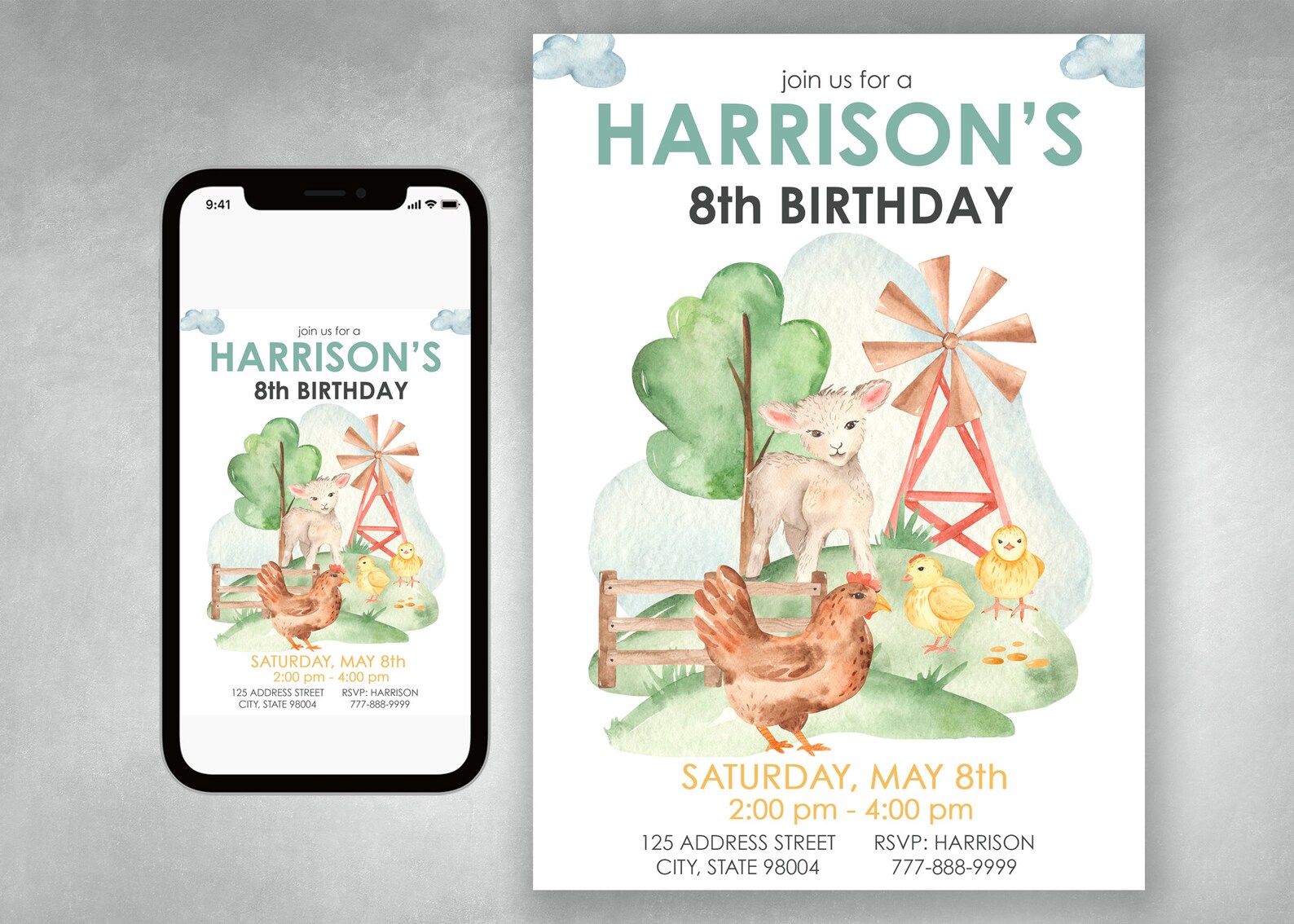 Farm Invitation, Farm Birthday Invitation Printable, Farm Animals Party ...