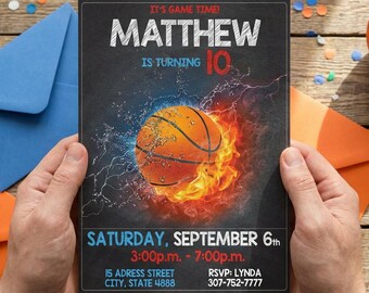 Basketball Birthday Invitation: Editable Sports Theme Party Invite (Digital Download)