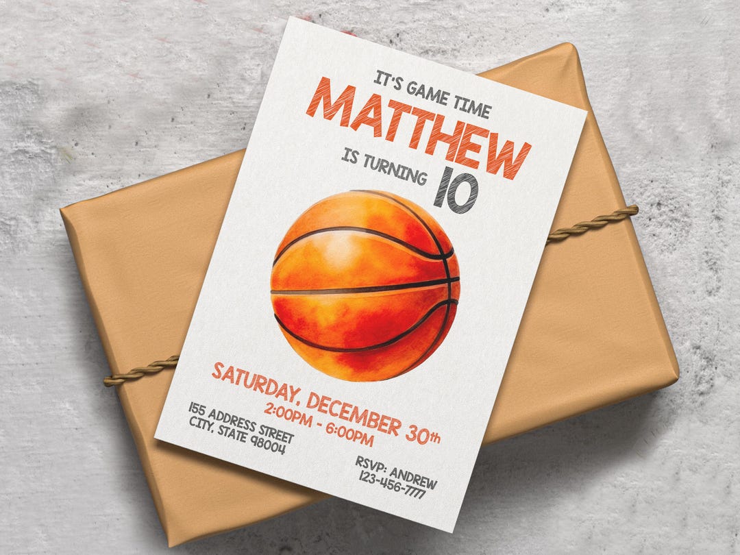 Basketball Birthday Invitation, Basketball Printable Invitation, Sports ...
