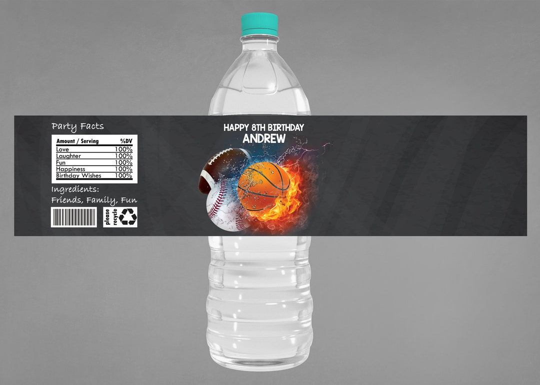 Sport Party Drink Labels Printable Sports Water Bottle Etsy