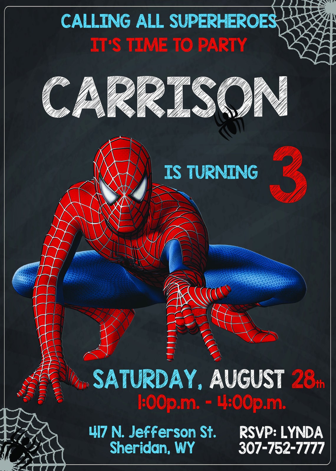 Spiderman Spiderman Invitation Spiderman Birthday Etsy