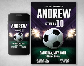 Editable Soccer Birthday Party Invitation: Digital Template
