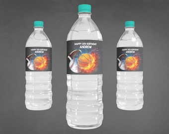 Sports Party Water Bottle Labels: Printable Drink Decor (Digital File)