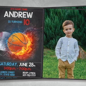 Sport Geburtstagseinladung mit Foto, Sport Einladung, Sport Geburtstagsparty, Sport Theme Invite, All Star Sport, ALL STAR SPORTS Einladung