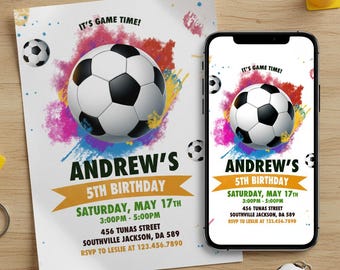 Soccer Birthday Invitation: Editable Football Party Theme (Instant Download)