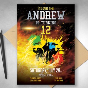 Paintball Birthday Party Invitation, Paintball Game Party, Paintball Birthday Party, Paintball Invite, Teen Boys Party, Birthday Invitation