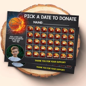 Basketball Calendar Fundraiser: Pick a Date to Donate (PDF & PNG)