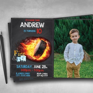 Hockey Birthday Invitation with Photo: Editable Winter Sports Party (Digital Download)