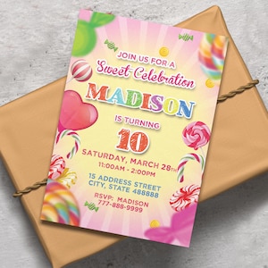 Candyland Birthday Invitation: Sweet Candy Party, Editable Template (Digital Download)