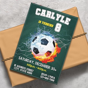 Fußball-Geburtstags-Einladung, Vorlage Fußball-Einladung, druckbare Fußball-Einladung, Fußball-Flyer, Fußball-Party, Sport-Geburtstags-Einladung