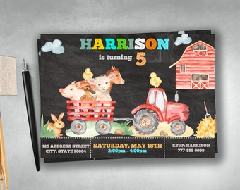 Farm Animals Birthday Invitation: Barnyard Party Invite (Digital Download)