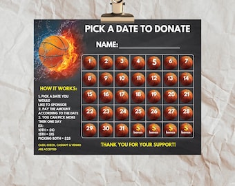 Basketball Fundraiser Calendar Template: Editable Team Donation (Digital Download)