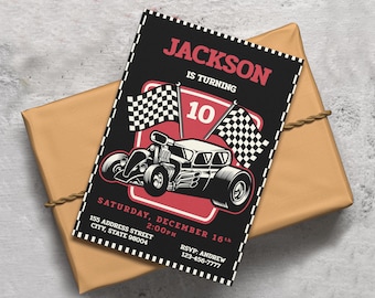 Race Car Birthday Invitation: Go Kart Racing Party (Digital File)