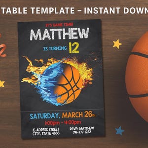 Editable Basketball Birthday Invitation: Sports Party, Printable (Digital Download