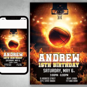 Basketball Printable Birthday Invitation, Basketball Invitation, Sports ...