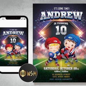 Hockey Birthday Printable Invitation, Hockey Birthday Party, Hockey Birthday Invite, Hockey Party, Hockey Invitations, Hockey Theme, Hockey