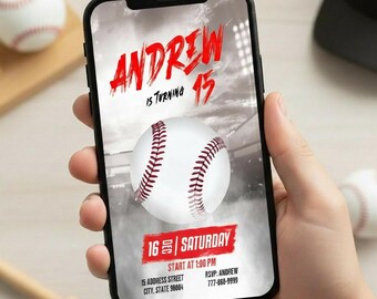 Baseball Birthday Invitation | Editable Sports Theme Invite (Digital Download Template)