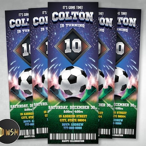 Soccer Ticket, Soccer Birthday Ticket Invitation, Soccer Party Invitation Printable, Football Invitation, Soccer Flyer, Soccer Party Design